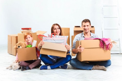 Packed household items ready for transport on a local move in Shacklewell