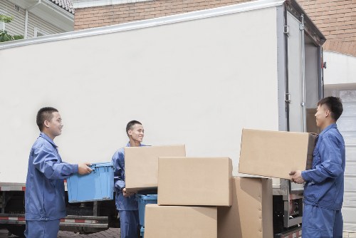 Moving van service loading furniture and boxes