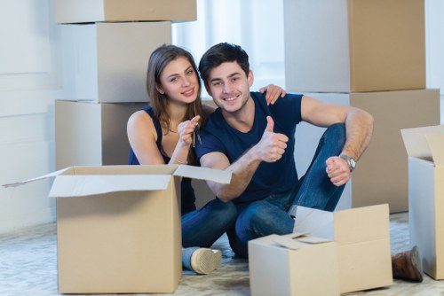 Packed household items prepared for local removals in Shacklewell