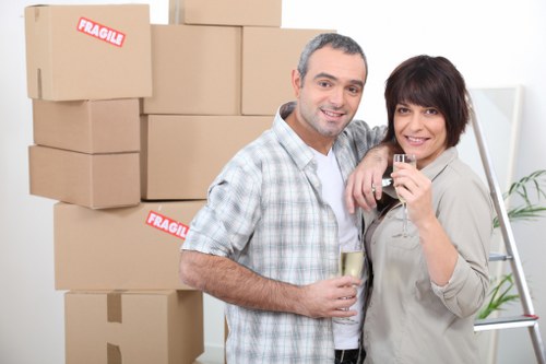 Packed household boxes ready for a Shacklewell relocation service